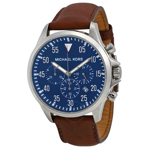 Michael Kors MK8362 Men's Gage Chronograph Leather Blue 